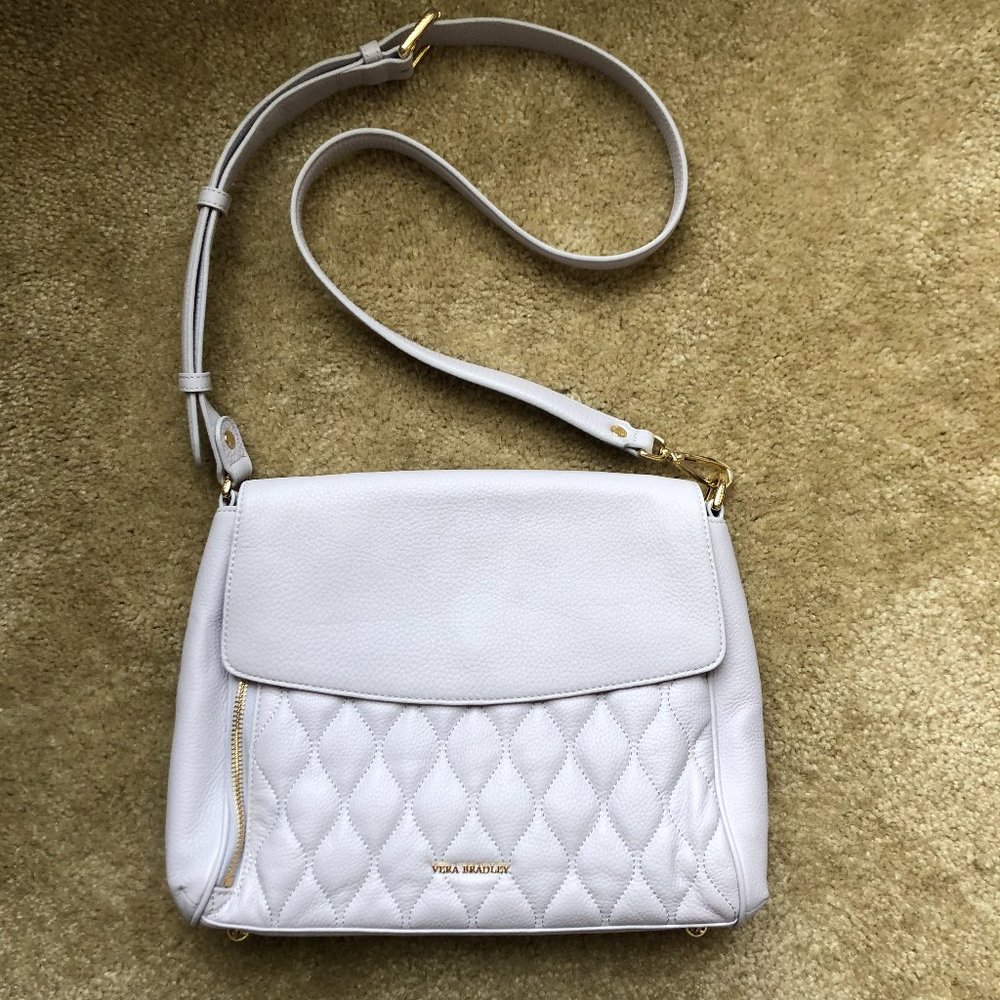 NWOT - Very Bradley Quilted Cara Crossbody - Cloud Gray - 100% Genuine Leather